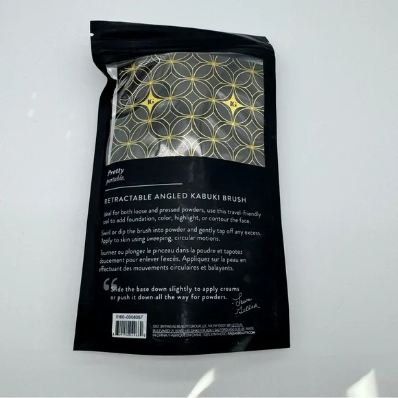 Laura Geller Black and Gold Retractable Angled Kabuki Brush - NEW - Picture 2 of 2